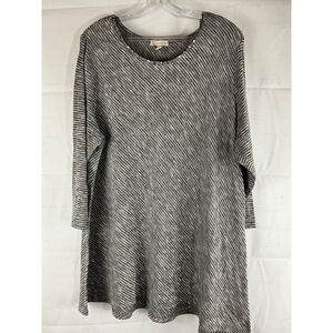 Established 1962 Women's Plus Size Tunic Top 3X Black White Stripe Rayon/Polyest